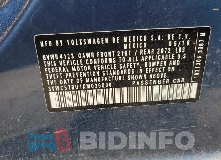 3VWC57BU1KM036090 Photo# 12