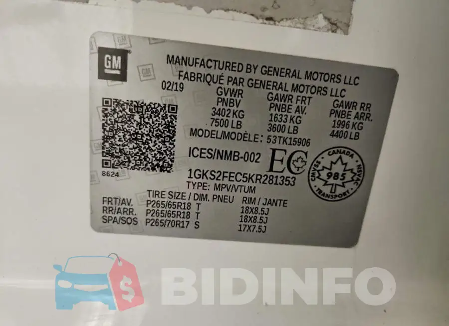 1GKS2FEC5KR281353 Photo# 13