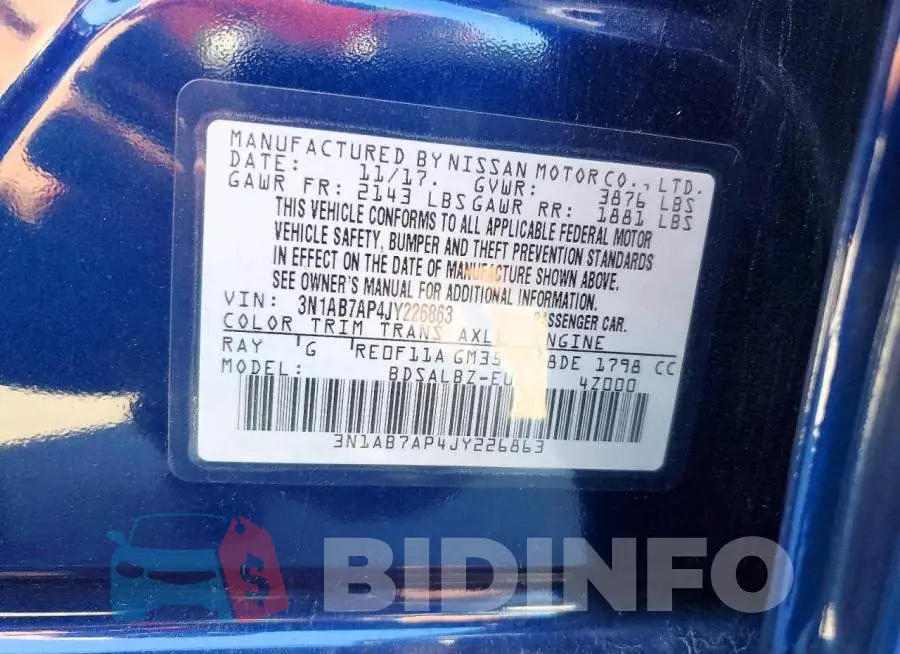 3N1AB7AP4JY226863 Photo# 13