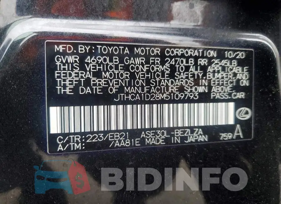 JTHCA1D28M5109793 Photo# 12