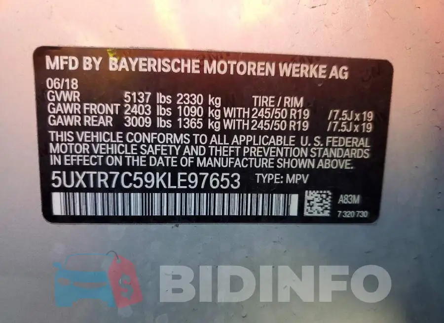5UXTR7C59KLE97653 Photo# 14