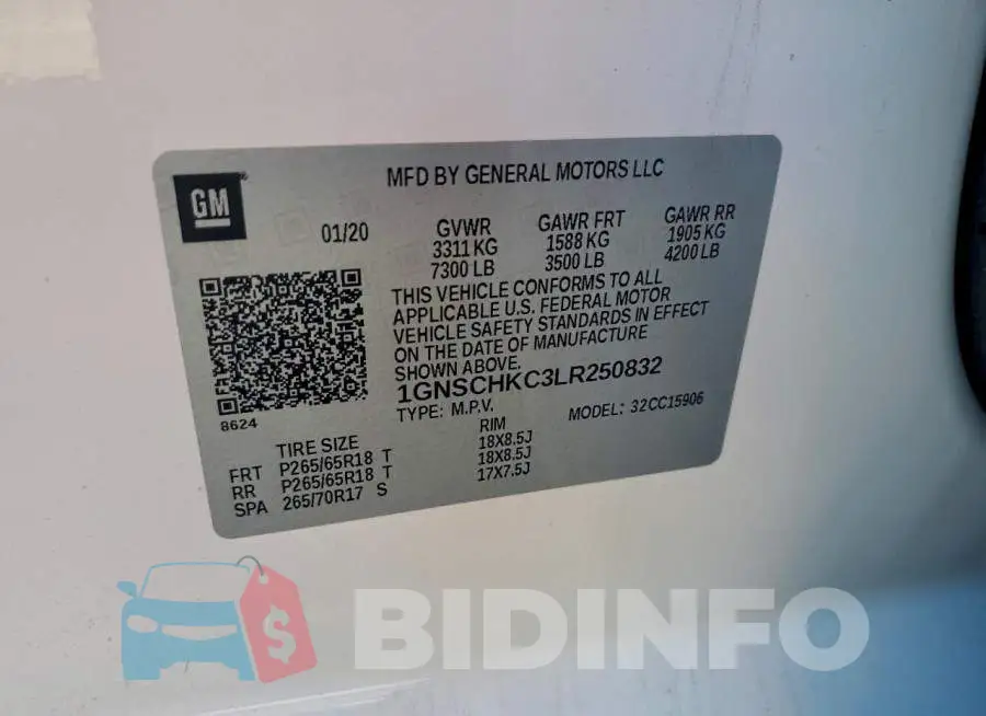 1GNSCHKC3LR250832 Photo# 13