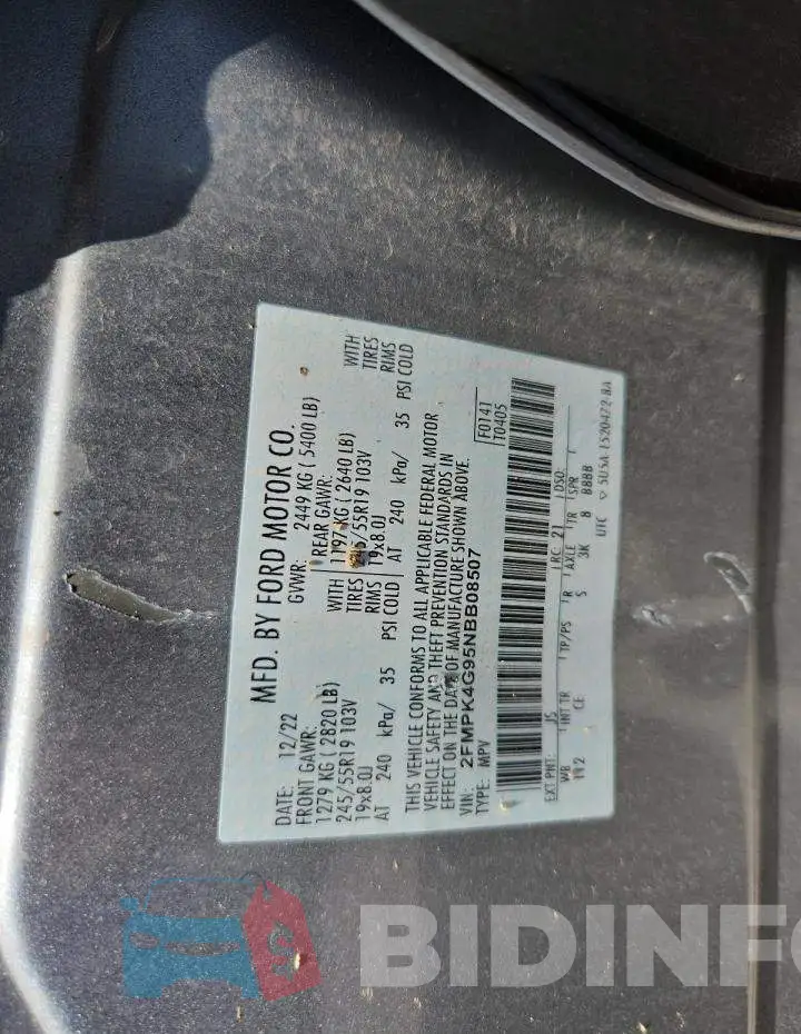 2FMPK4G95NBB08507 Photo# 14