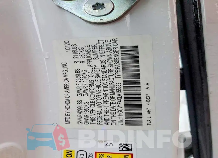 1HGCV1F4XLA155332 Photo# 13