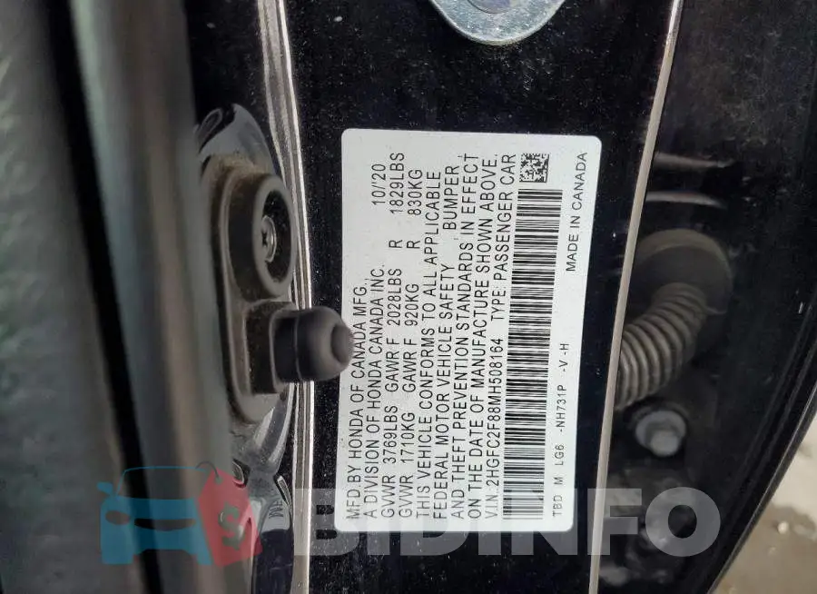 2HGFC2F88MH508164 Photo# 12