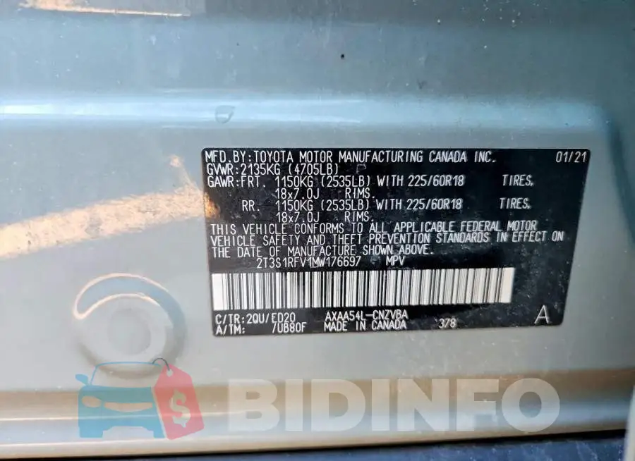2T3S1RFV1MW176697 Photo# 13