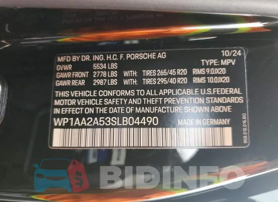 WP1AA2A53SLB04490 Photo# 14