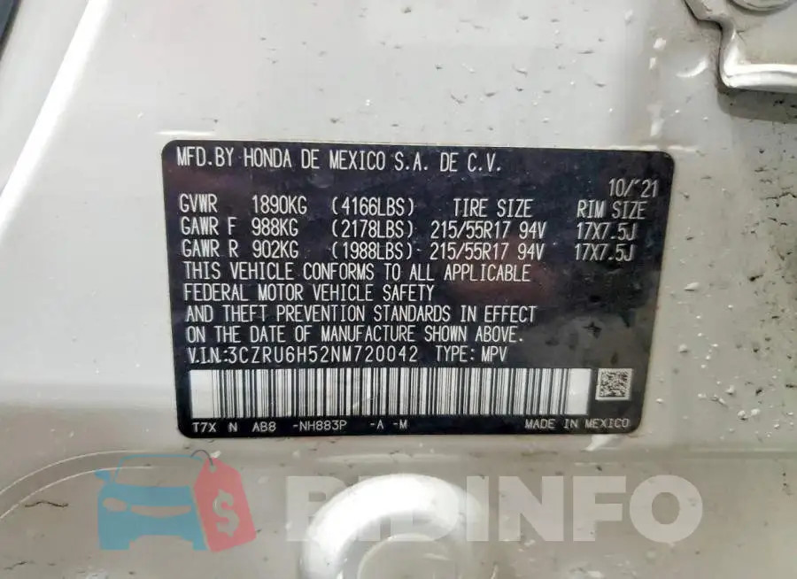 3CZRU6H52NM720042 Photo# 13