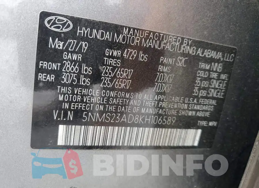 5NMS23AD8KH106589 Photo# 13