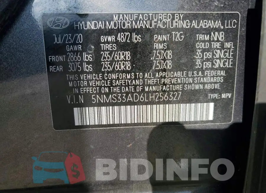 5NMS33AD6LH256327 Photo# 12