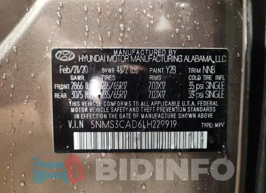 5NMS3CAD6LH229919 Photo# 13