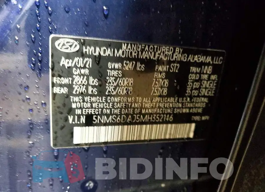 5NMS6DAJ5MH352146 Photo# 14