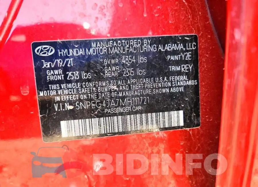 5NPEG4JA7MH111721 Photo# 12