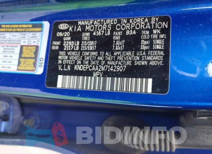 KNDEPCAA2M7142907 Photo# 13