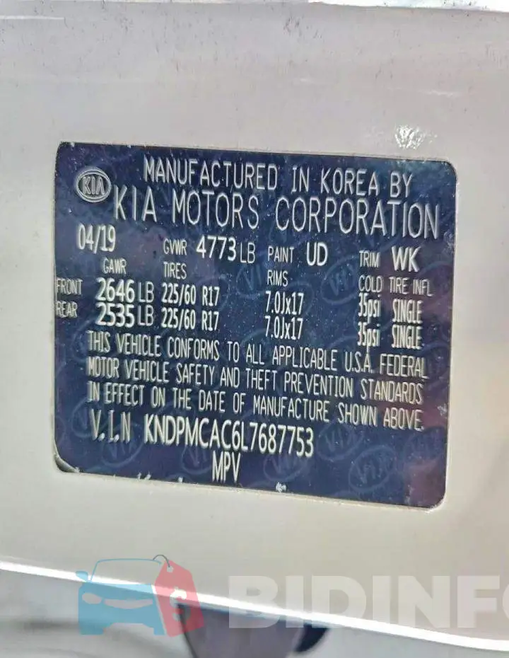 KNDPMCAC6L7687753 Photo# 13