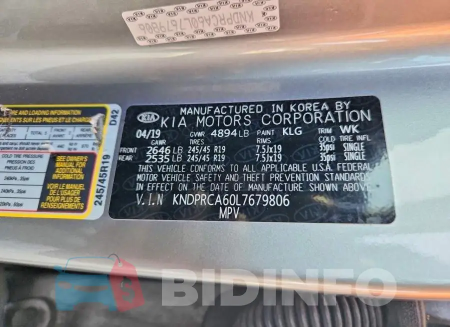 KNDPRCA60L7679806 Photo# 13