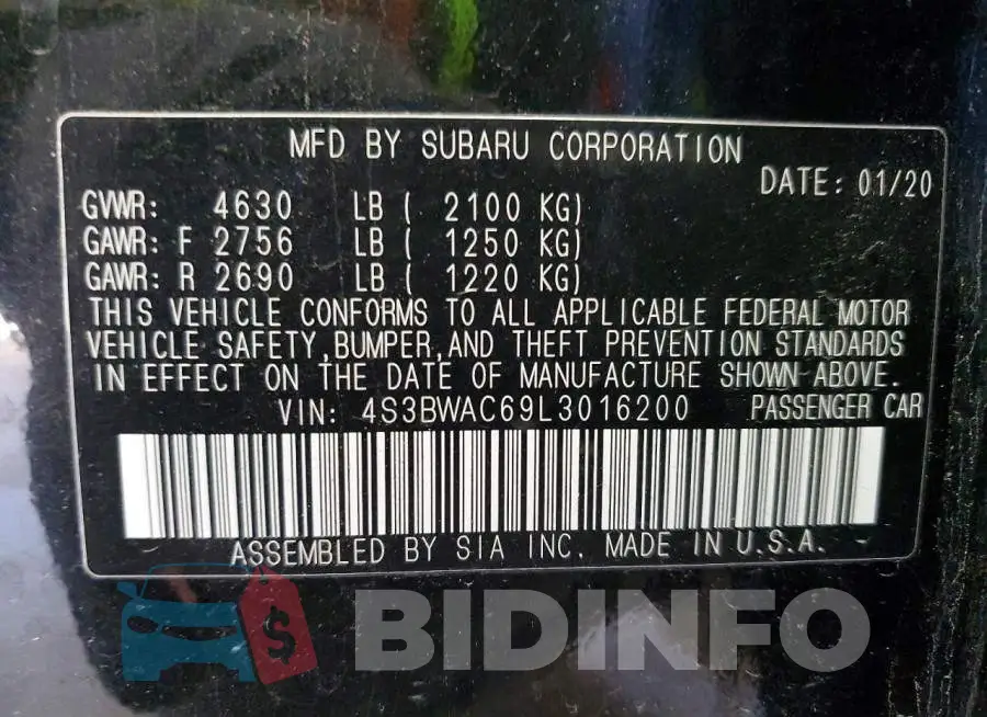 4S3BWAC69L3016200 Photo# 13