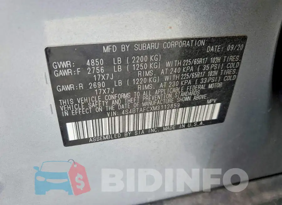 4S4BTAFCXM3112859 Photo# 12