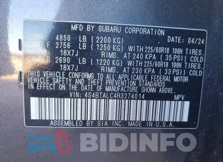 4S4BTALC4R3274014 Photo# 13