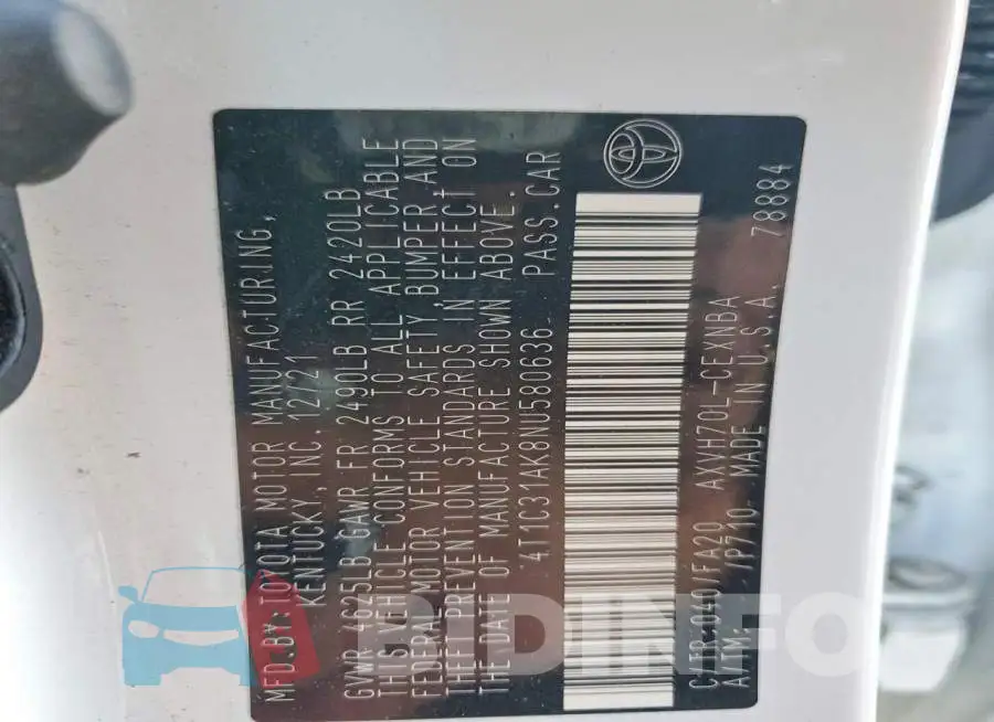 4T1C31AK8NU580636 Photo# 12