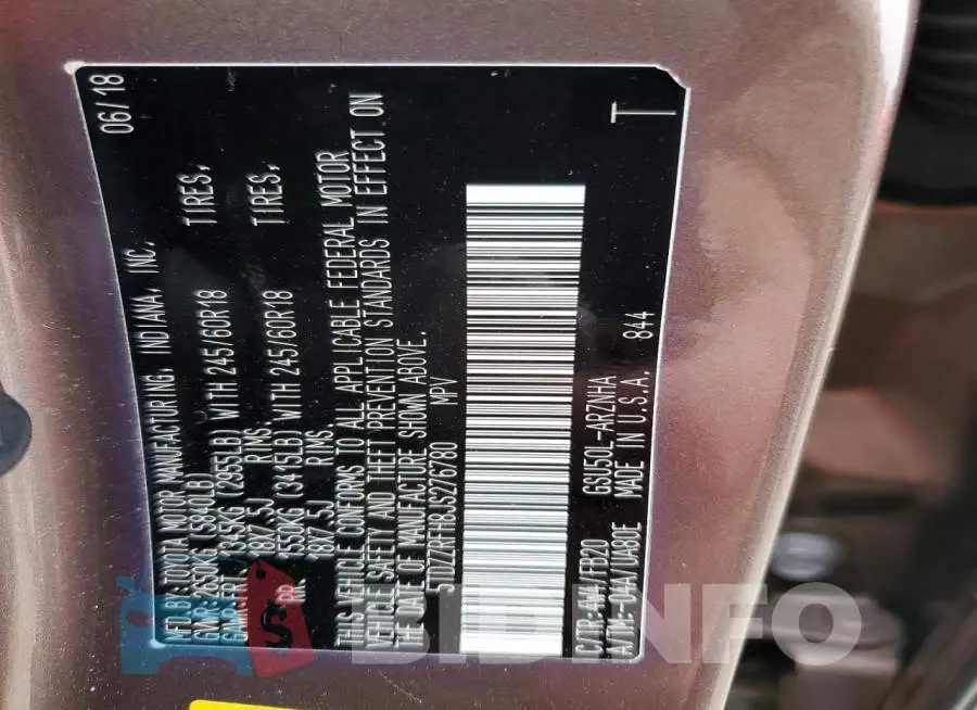5TDZZRFH8JS276780 Photo# 14