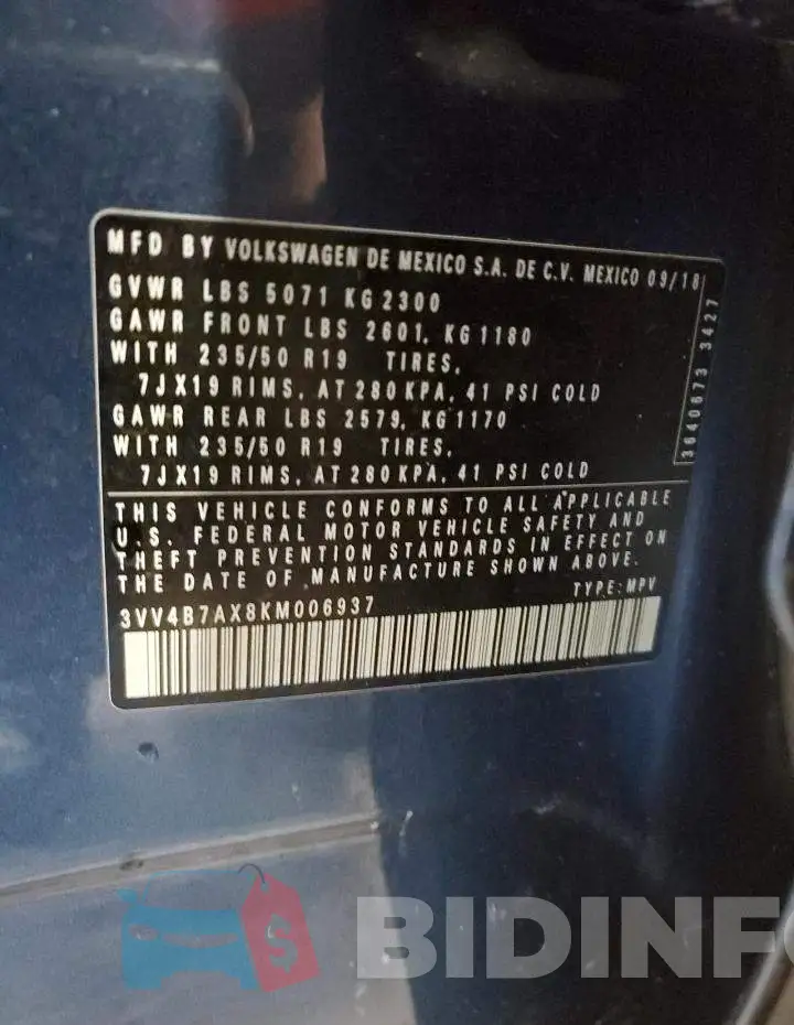 3VV4B7AX8KM006937 Photo# 13