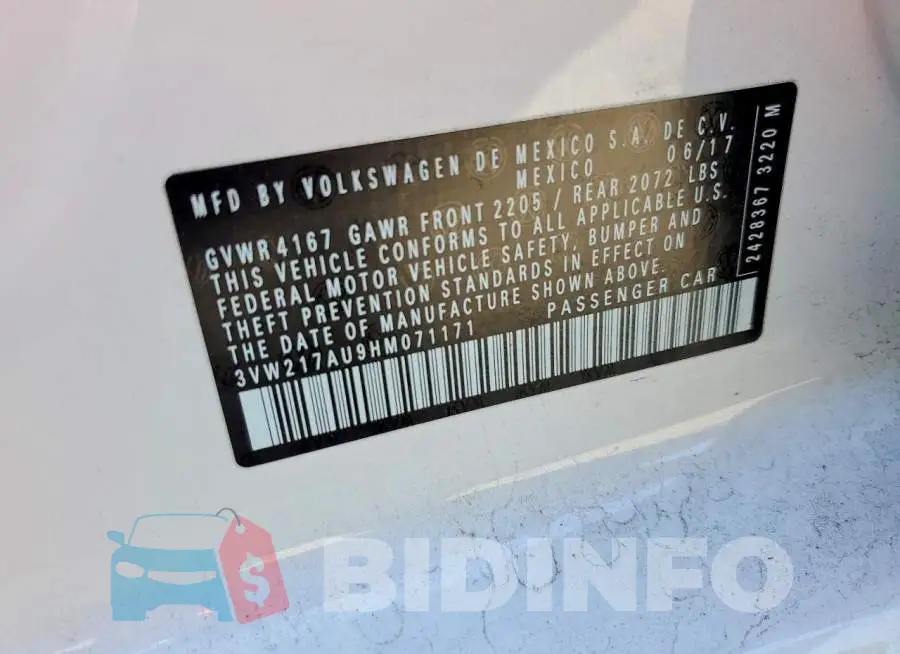 3VW217AU9HM071171 Photo# 12