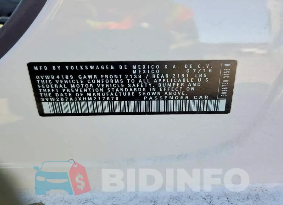 3VW2B7AJXHM217676 Photo# 12