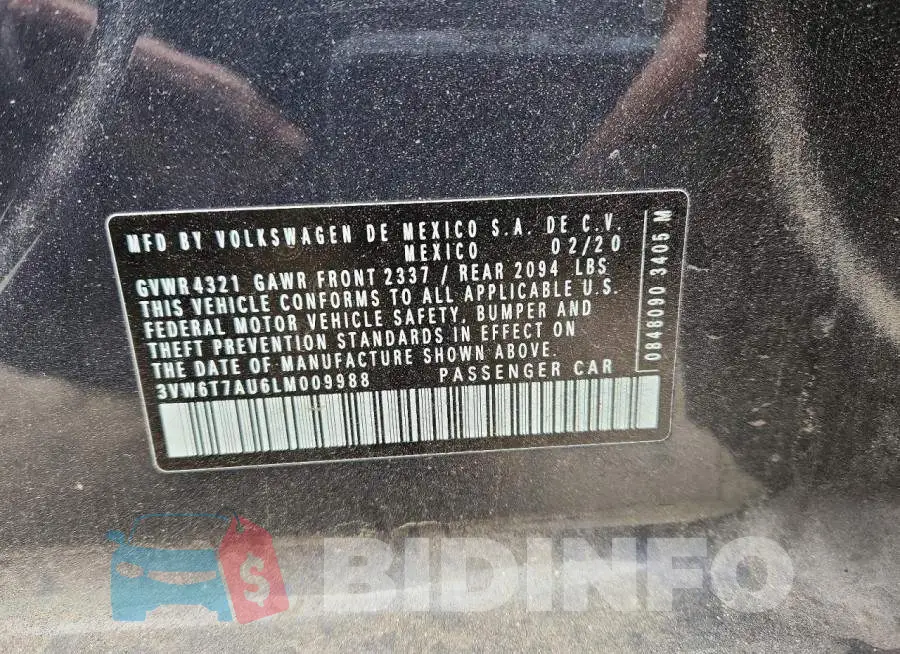 3VW6T7AU6LM009988 Photo# 12