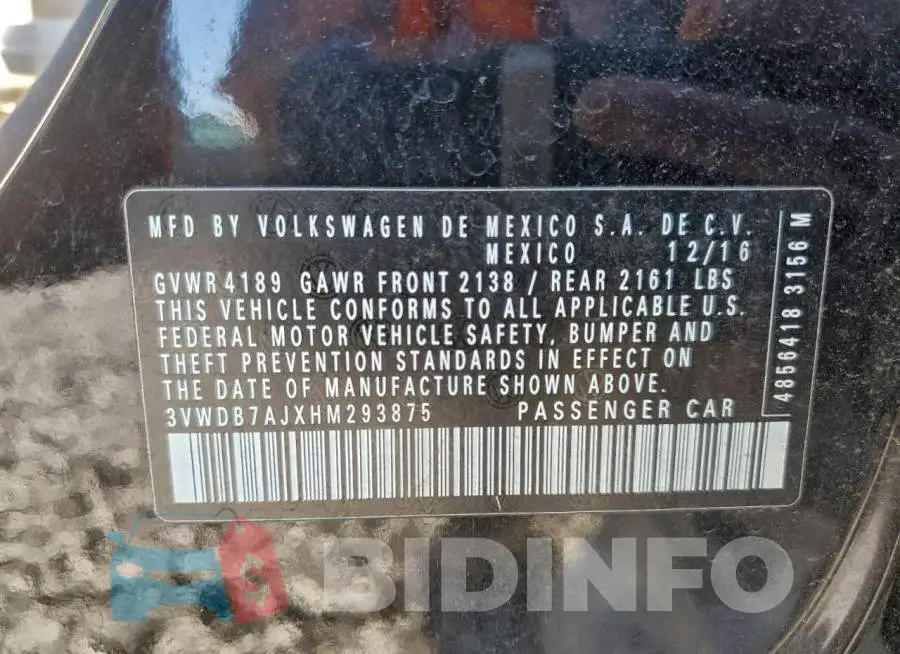3VWDB7AJXHM293875 Photo# 13