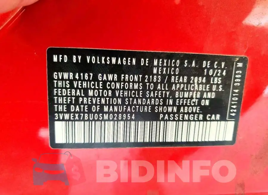 3VWEX7BU0SM028954 Photo# 12