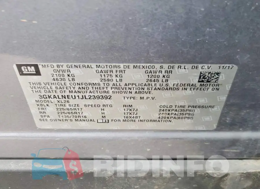 3GKALNEU1JL239392 Photo# 13