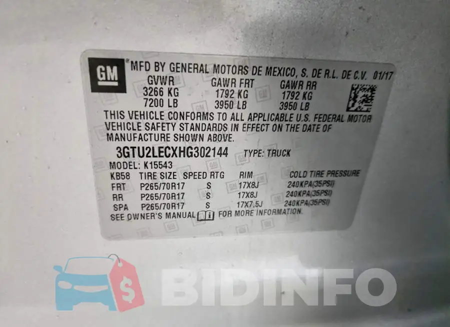3GTU2LECXHG302144 Photo# 12