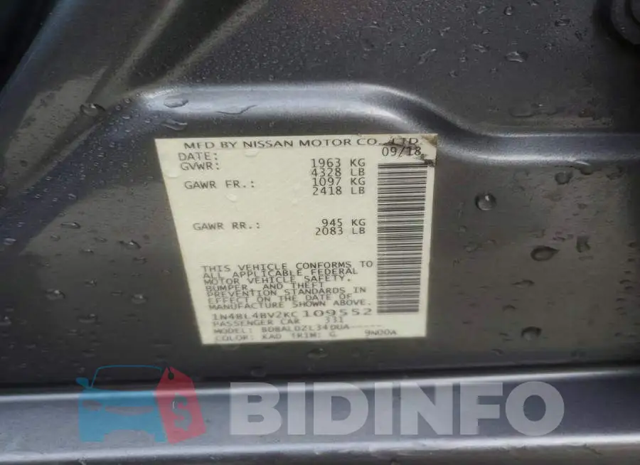 1N4BL4BV2KC109552 Photo# 12