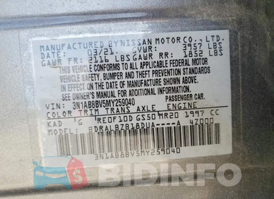 3N1AB8BV5MY259040 Photo# 12