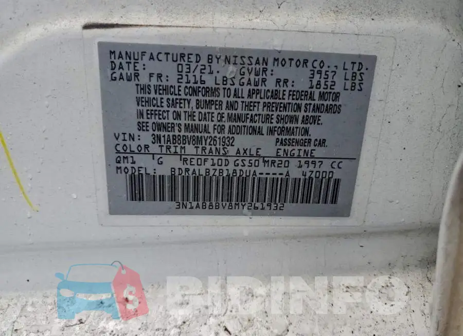 3N1AB8BV8MY261932 Photo# 12