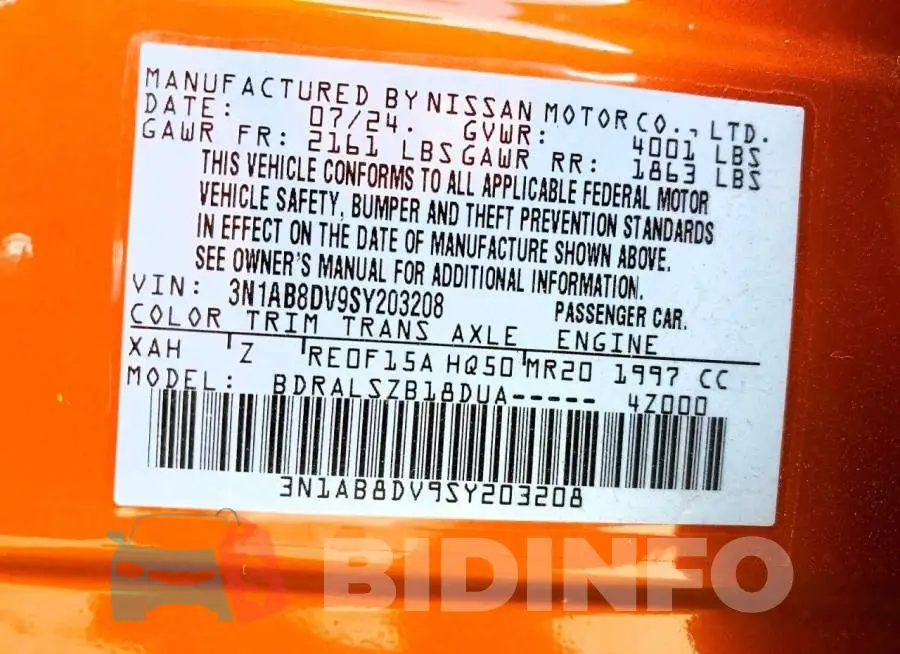 3N1AB8DV9SY203208 Photo# 12