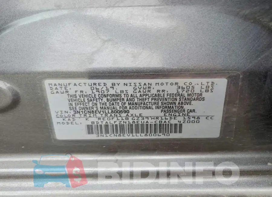 3N1CN8EV1LL800690 Photo# 12