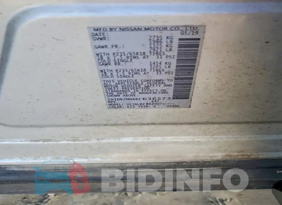 5N1DR2MN6KC636573 Photo# 12