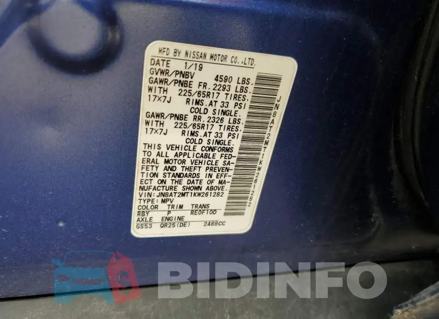JN8AT2MT1KW261282 Photo# 12