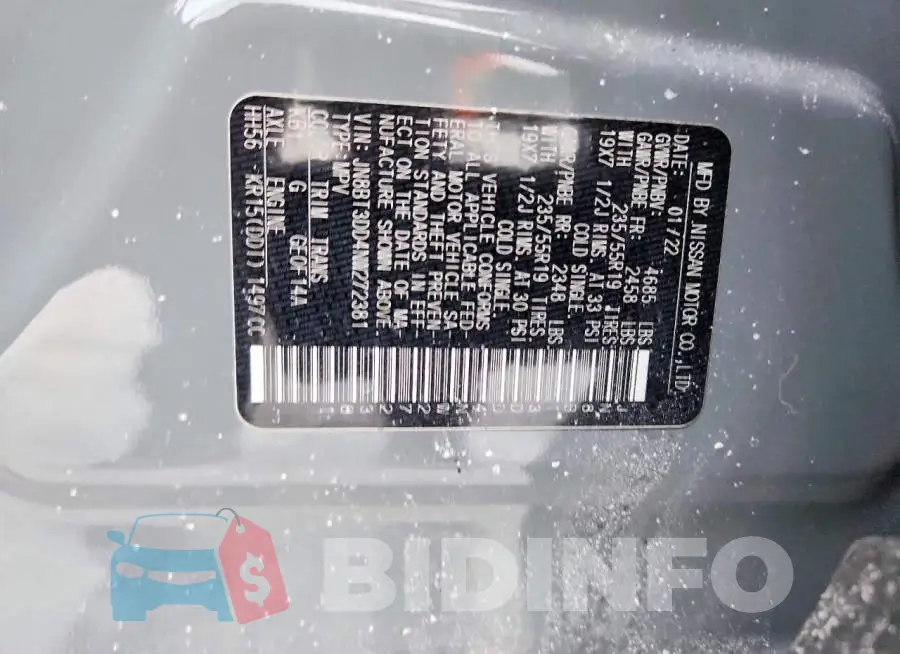 JN8BT3DD4NW272381 Photo# 13