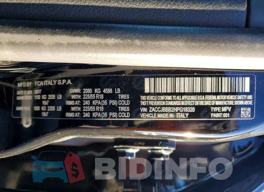 ZACCJBBB2HPG18320 Photo# 14