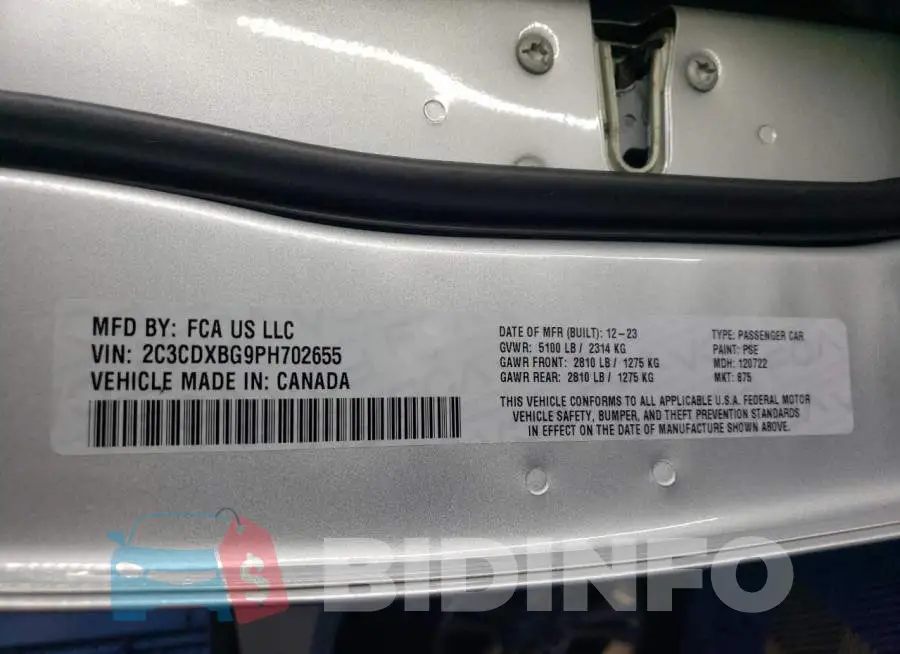 2C3CDXBG9PH702655 Photo# 12