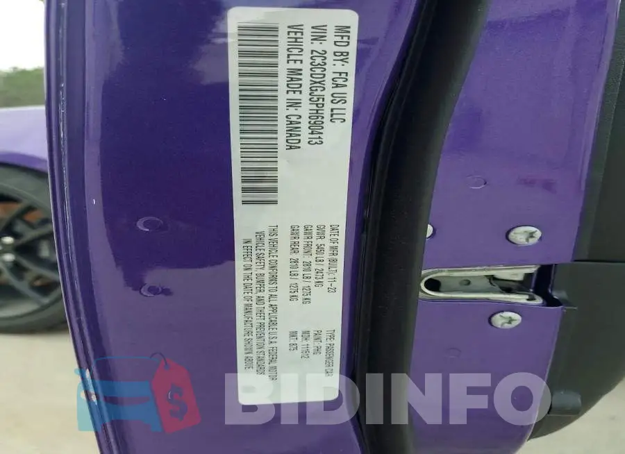 2C3CDXGJ5PH690413 Photo# 13