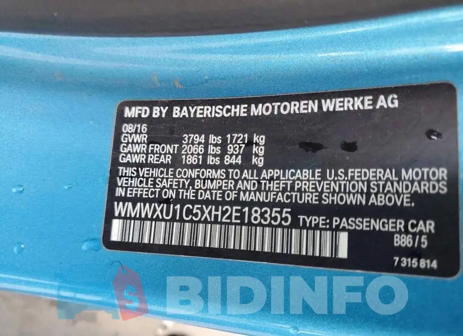 WMWXU1C5XH2E18355 Photo# 12