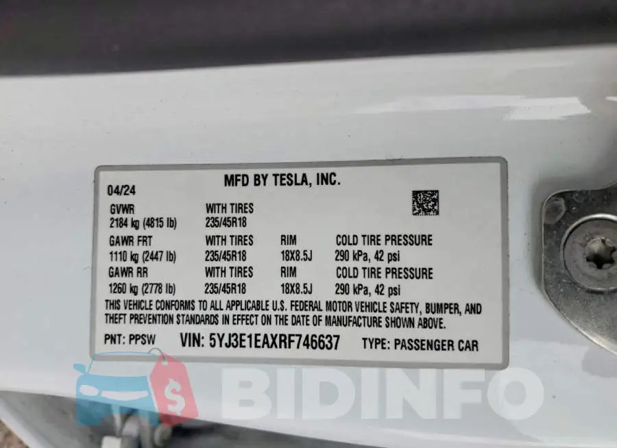 5YJ3E1EAXRF746637 Photo# 13