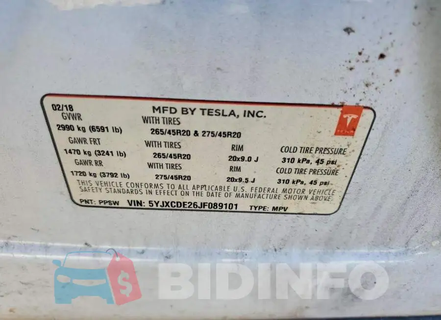 5YJXCDE26JF089101 Photo# 13