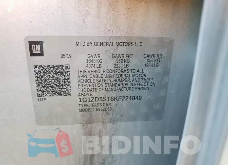 1G1ZD5ST6KF224849 Photo# 12