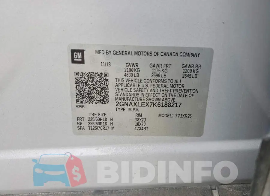 2GNAXLEX7K6188217 Photo# 13