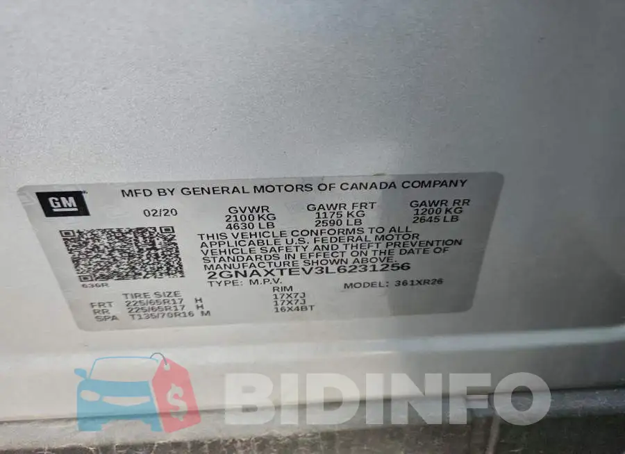 2GNAXTEV3L6231256 Photo# 12